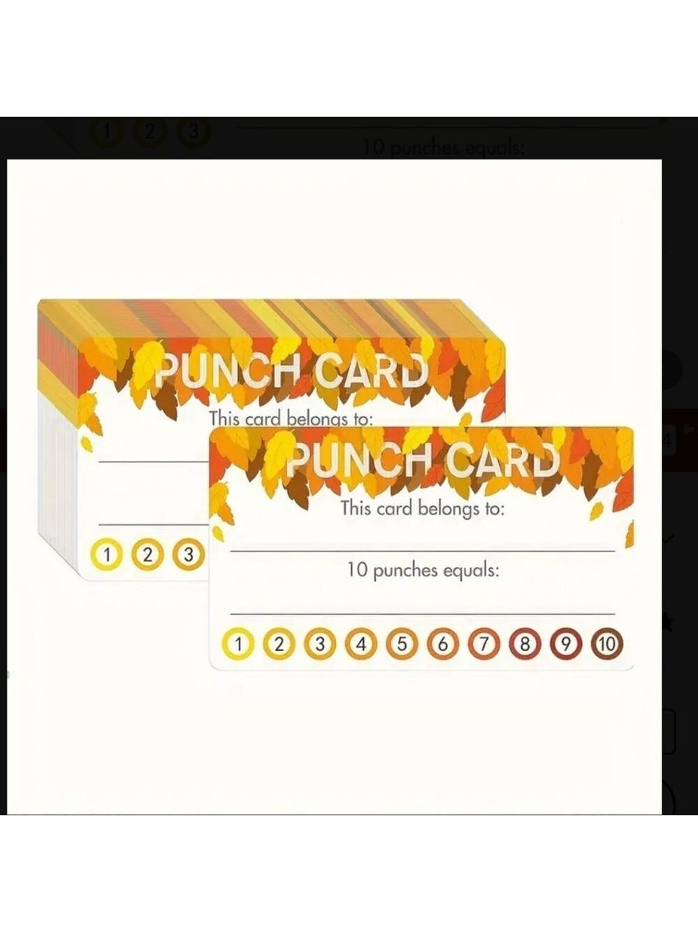 Punch Cards for Buyers & Repeat Customers Rewards 50pc
